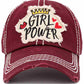 Maroon Make a bold statement with the Girl Power washed vintage cap, featuring a classic distressed finish and empowering embroidered design. Comfortable and adjustable for everyday wear, this laid-back cap adds confident style to casual outfits, errands, or weekend adventures.