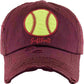 Maroon Show your love for the game with the Softball Vintage Distressed Baseball Cap, designed with a washed finish and classic curved brim for a relaxed, timeless look. Crafted from breathable cotton with an adjustable back closure, this cap offers comfortable all-day wear perfect for practices, games, or casual outings.