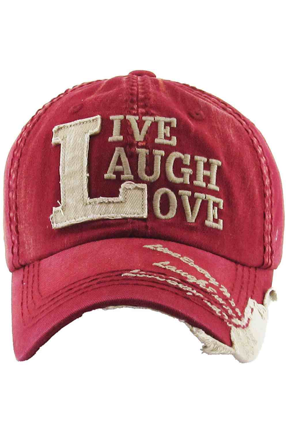 Marron Spread positive vibes with the Live Laugh Love vintage baseball cap, designed with a classic distressed look and uplifting embroidered message. Comfortable and adjustable for everyday wear, this casual cap adds a cheerful touch to errands, outings, or relaxed weekend outfits.