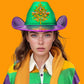 Multi Festive cowboy-style hat designed for parades, themed parties, and carnival celebrations. Features a decorative sequin design and structured western shape that elevates costumes, group outfits, photo ops, and event styling with bold, playful flair.