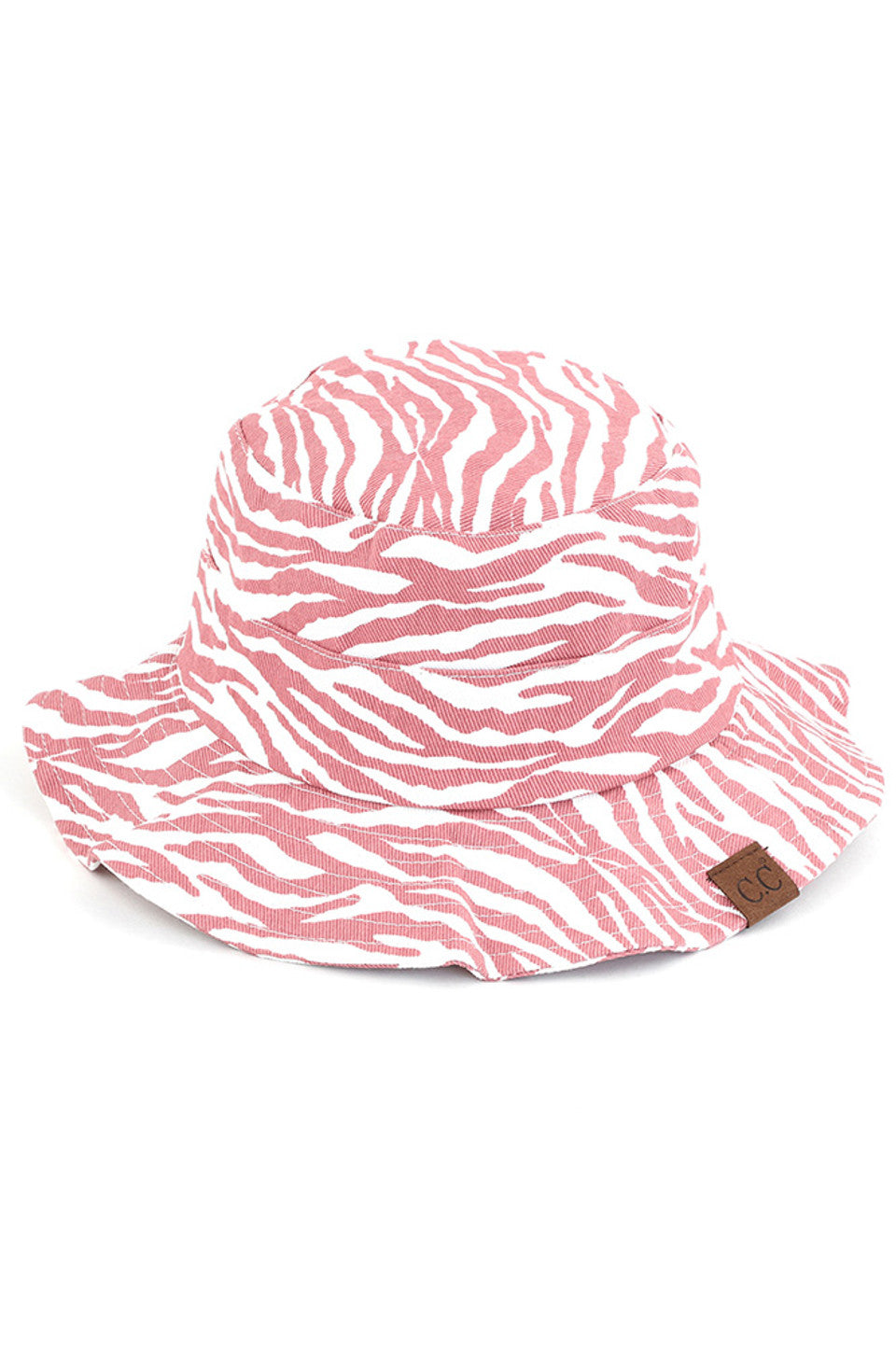 Mauve C.C. ZEBRA PRINT BUCKET HAT is the perfect accessory for any outdoor adventure. Made from high-quality materials, it offers both style and functionality. Stay protected from the sun and make a statement with its bold zebra print design. Trust in C.C. for expertly crafted hats.