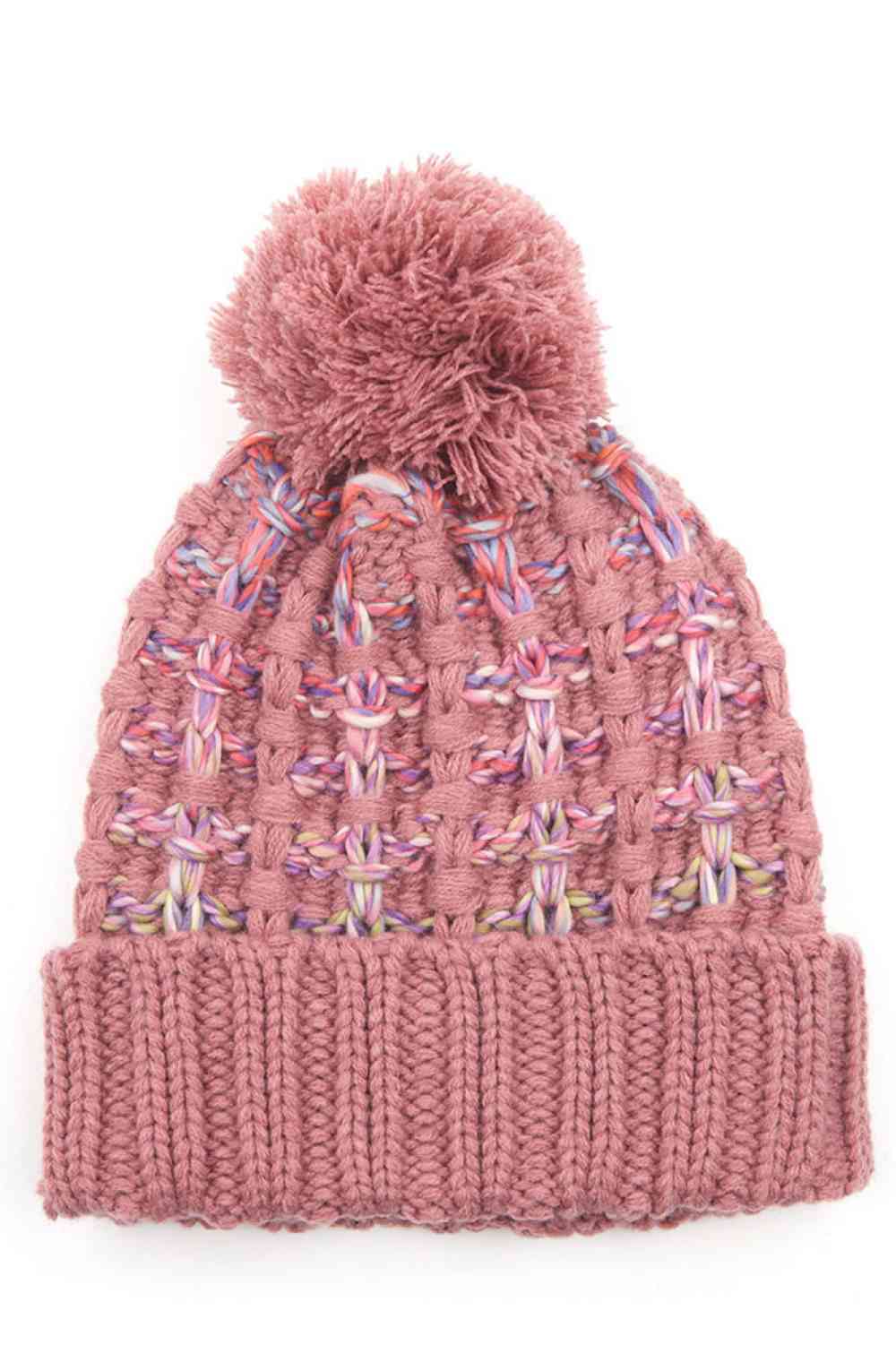 Mauve The C.C Ombre Double Slipstitch Beanie with Pom features a soft, cozy knit with a stylish ombre design and a fun pom-pom on top. It’s perfect for staying warm in cooler weather while adding a trendy, colorful touch to any outfit.