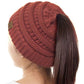 Mauve The C.C Solid Color Ponytail Messy Bun Beanie combines comfort with versatility for effortless everyday style. Crafted from 100% soft acrylic, this beanie features an open crown design that accommodates ponytails and messy buns while keeping you warm. The one-size-fits-most construction ensures a secure, flattering fit for virtually anyone. Perfect for casual outings, workouts, or relaxed weekends, this practical accessory transitions seamlessly from season to season.