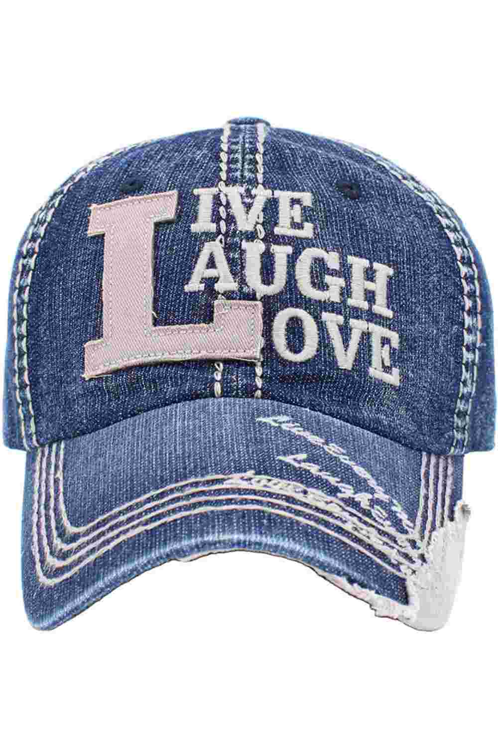 Medium Spread positive vibes with the Live Laugh Love vintage baseball cap, designed with a classic distressed look and uplifting embroidered message. Comfortable and adjustable for everyday wear, this casual cap adds a cheerful touch to errands, outings, or relaxed weekend outfits.