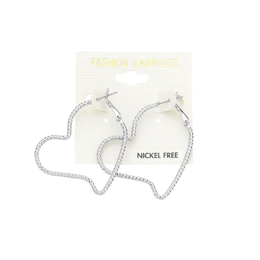 Metal Heart Hoop Earrings are a stylish addition to any outfit. Made of a durable metal, they are solid and long-lasting. With their heart-shaped design, they add a touch of romance to any look. Perfect for a date night or a day at the office.