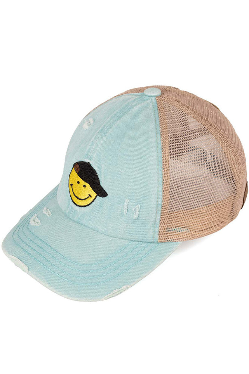 Mint  C.C SMILE CRISS-CROSS PONY CAP is a versatile and stylish accessory. Made with high-quality materials and a unique criss-cross design, it offers a secure and comfortable fit. Perfect for any season, this cap adds a touch of fashion to any outfit.