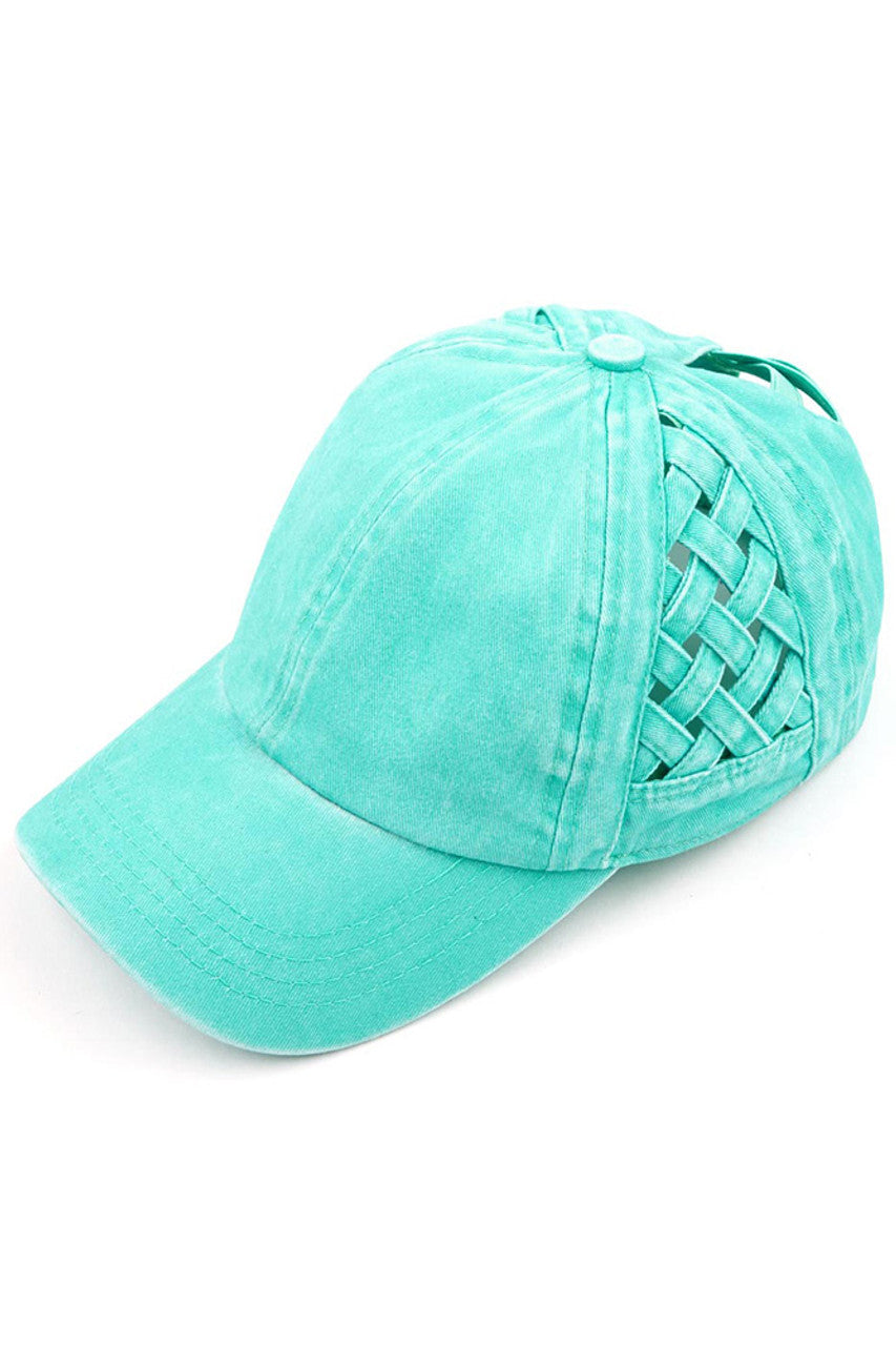 Mint C.C WEAVON BASKET CRISS-CROSS PONYCAP is a stylish and functional accessory for any outfit. Made with high-quality materials, this cap features a unique criss-cross design, providing both style and comfort. Stay protected from the sun while looking your best with this trendy ponycap.