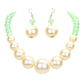 Faceted Beaded Chunky Pearl Necklace - Cream Mint - Necklace