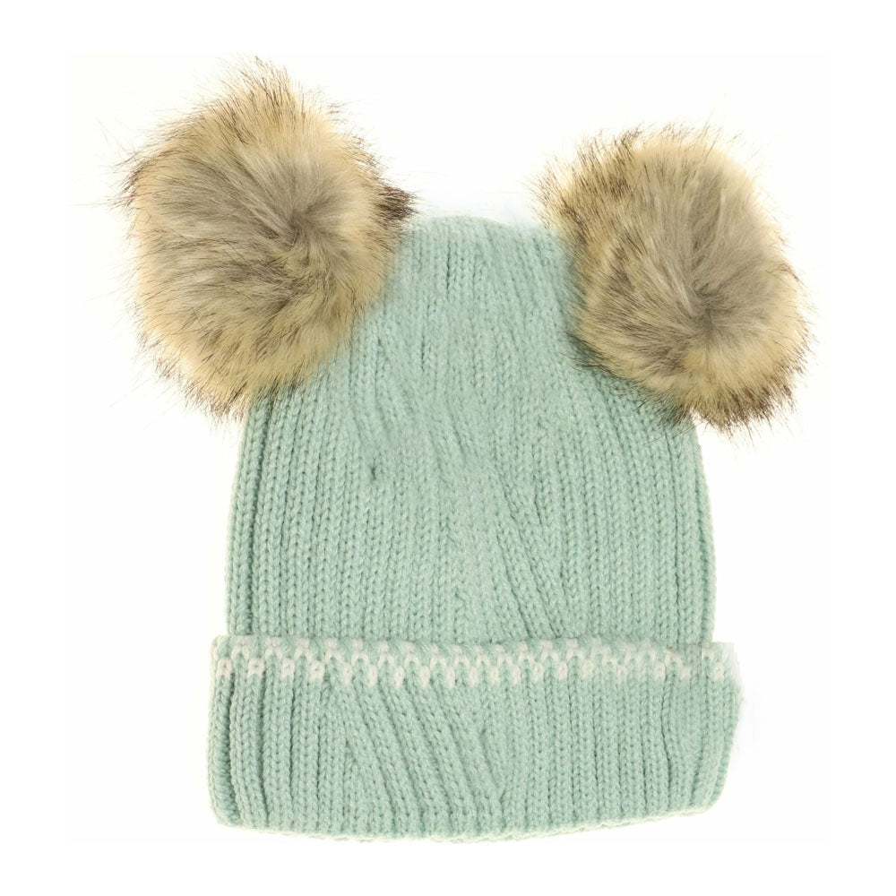 Mint BABY Solid Knit Double Fur Pom Beanie combines warmth and style with its solid knit fabric and plush double fur pompom. Designed to keep little heads cozy during cold weather, it offers gentle stretch for a comfortable fit. The high-quality knit ensures durability, while the soft double fur pom adds an adorable, classic touch to any outfit. Ideal for everyday wear or outdoor adventures, this beanie provides expert-approved protection against the chill without compromising on style. 