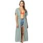 Lace Trim Long Cover Up Poncho - Mint - Kimonos