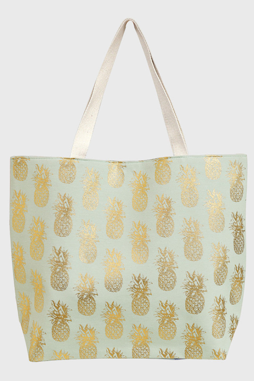 Pineapple Pattern Beach Bag combines vibrant style with practical design, perfect for your beach outings. Crafted to hold all your essentials, its spacious interior and sturdy handles ensure comfort and durability. The cheerful pineapple print adds a tropical flair, making it an ideal accessory for sunny days by the water. 