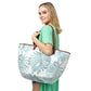 Mint Palm Leaves Print Tote Bag, Experience the perfect blend of style and functionality with our tote fag. Crafted with a vibrant palm leaves print, this bag is not only visually appealing but also spacious enough to carry all your essentials. Made of high-quality materials, it ensures durability for your everyday use.