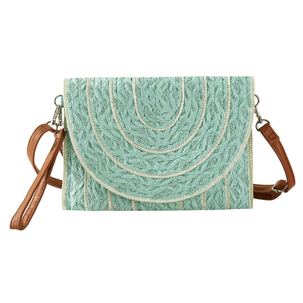 Mint Stitch Detailed Straw Crossbody Bag is a must-have for any fashion-forward individual. The intricate stitching adds a unique touch to the classic straw material. With its convenient crossbody design, this bag is perfect for hands-free carrying and the perfect accessory for any summertime outfit. 