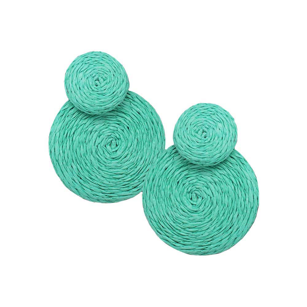 Mint Swirl Double Raffia Link Earrings, the Beautifully crafted design adds a glow to any outfit. Look like the ultimate fashionista with these swirl raffia double round link earrings! Which easily makes your events more enjoyable. These earrings make you extra special on occasion. These swirl raffia double round earrings enhance your beauty and make you more attractive.
