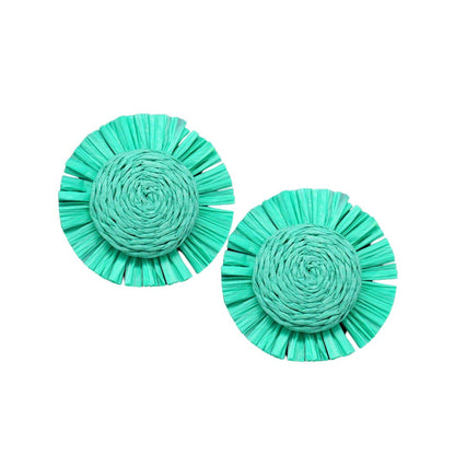 Swirl Raffia Centered Earrings - Mint - Earrings