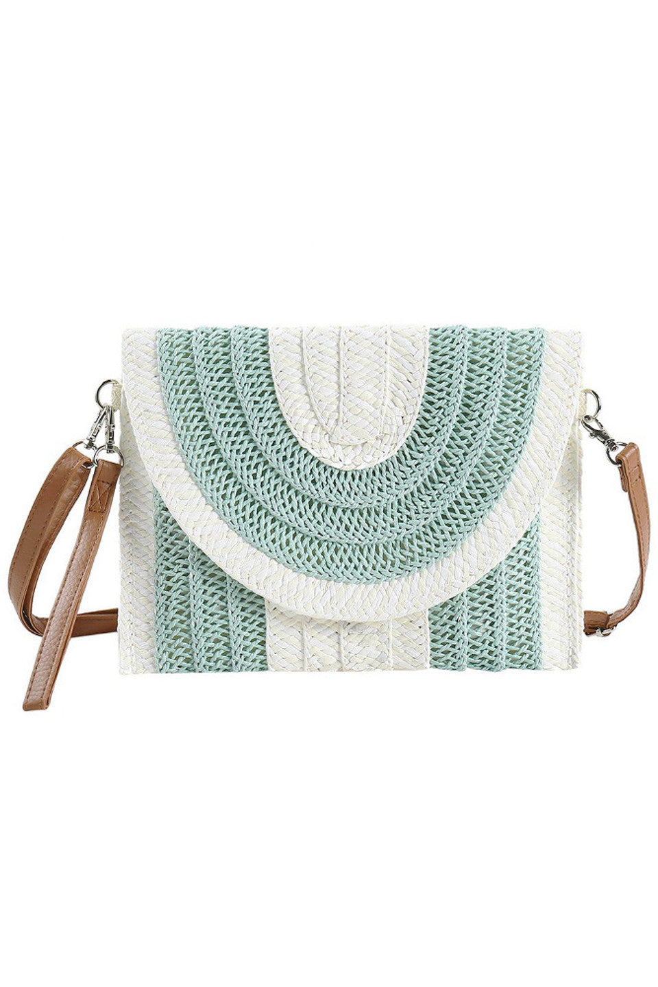 Two Tone and Stripe Pattern Straw Crossbody Bag combines natural straw craftsmanship with a stylish striped design, offering both durability and a chic aesthetic. Its lightweight construction and adjustable crossbody strap provide comfortable, hands-free wear, making it ideal for everyday use or travel. The spacious interior accommodates essentials securely, while the unique two-tone pattern adds a sophisticated touch to any outfit. Perfect for those seeking a blend of practicality and refined style. 