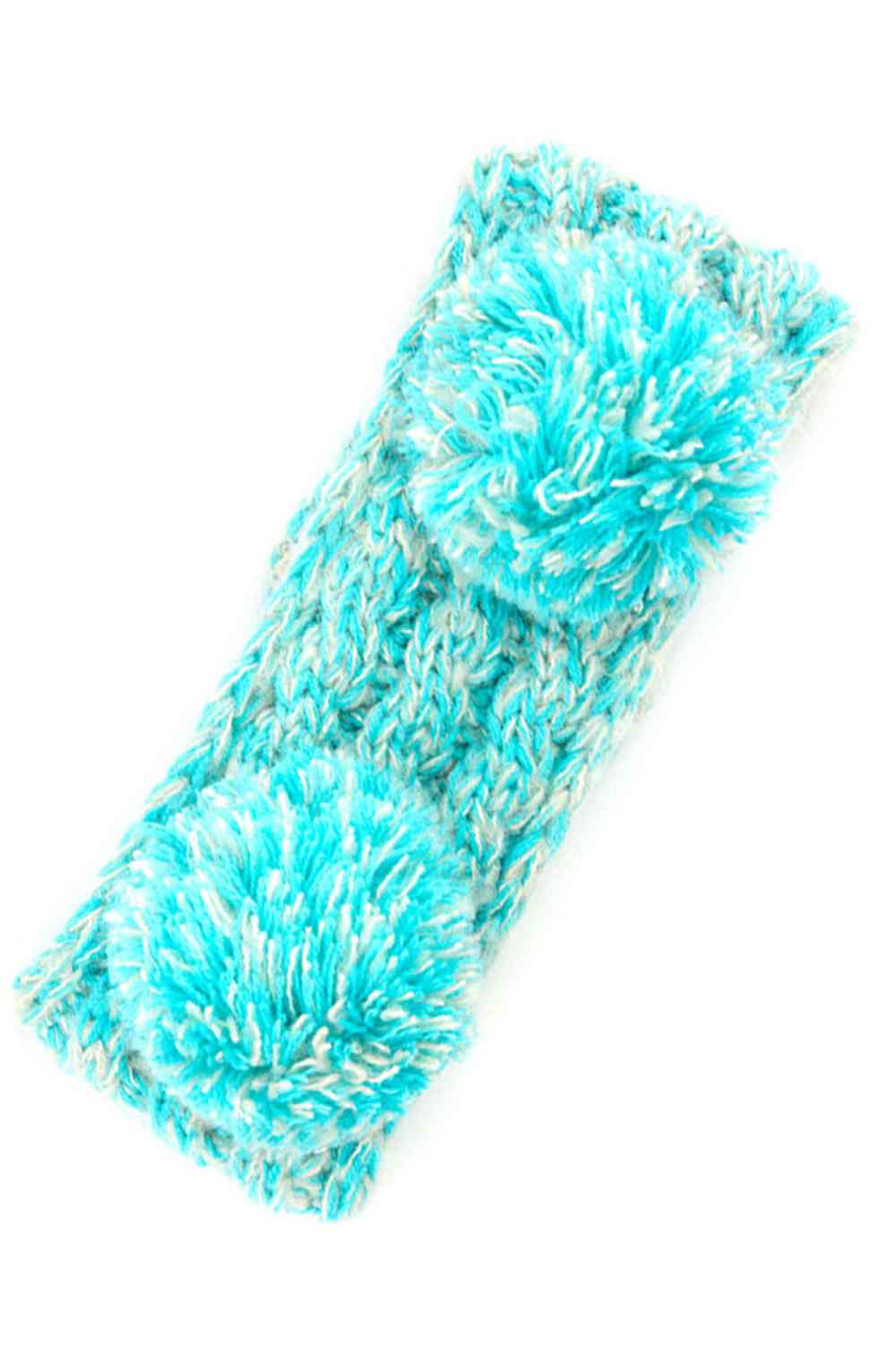 Mint Cozy two-tone kids head wrap featuring a soft fuzzy lining for extra warmth and comfort. Double pom-pom design adds playful style perfect for cold weather. Crafted from 100% acrylic for durability and easy care. One size fits most children. A practical accessory that keeps little ones warm while looking adorable.