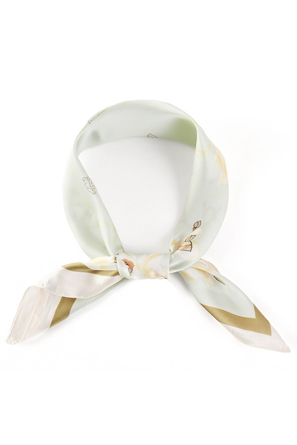 Mint Elevate your accessory game with this versatile bandana scarf, featuring a delicate flower pattern print that complements any outfit. Crafted from 100% polyester, this lightweight scarf delivers a silky-smooth feel perfect for all seasons. The generous 27.5" x 27.5" square size offers endless styling possibilities wear it as a headscarf, neck wrap, or tie it to your bag for a pop of color. Effortless elegance that transitions seamlessly from casual to chic.