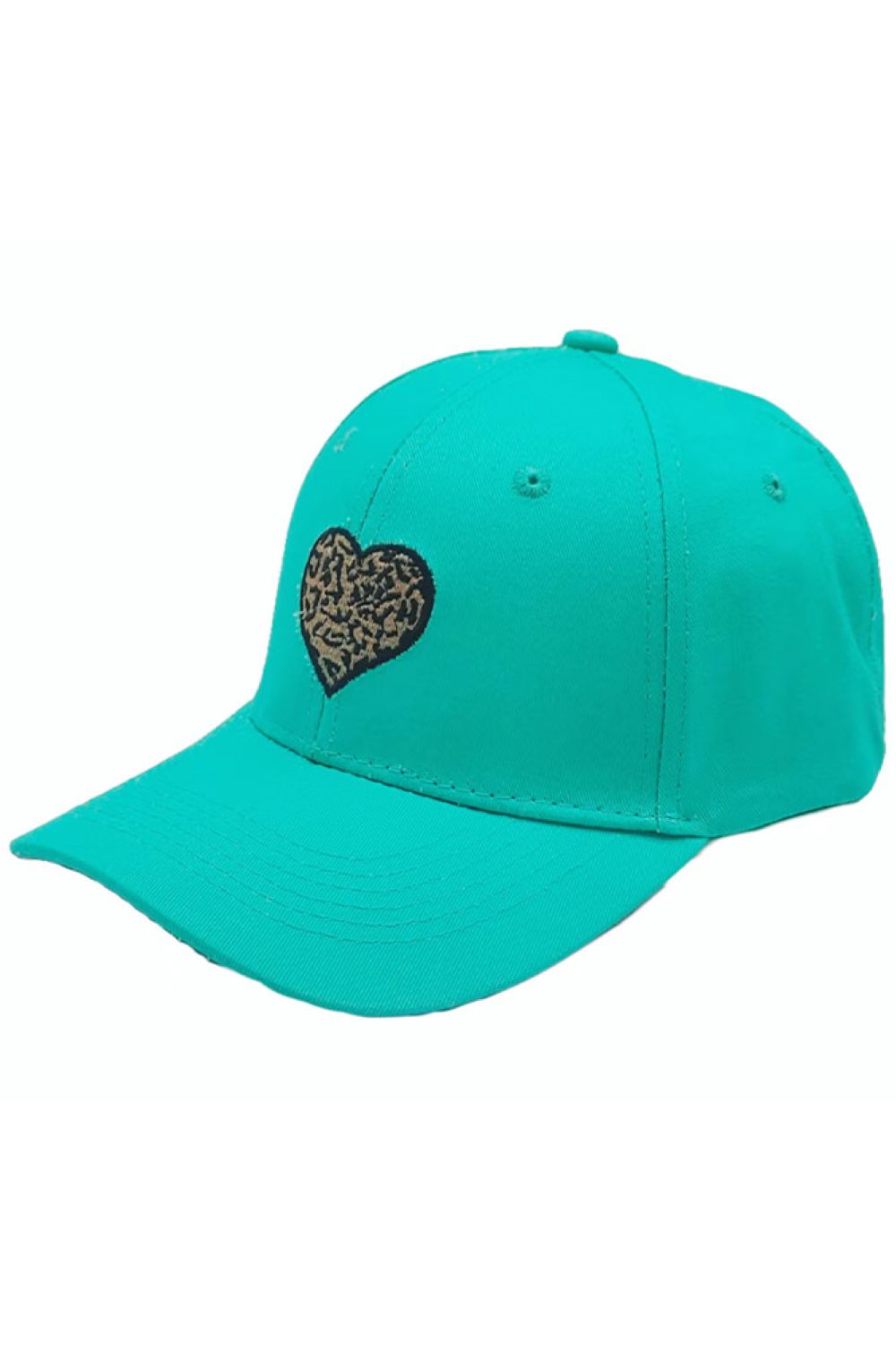 Mint Add a fun, fashion-forward touch to your look with this Leopard Pattern Heart Patch Baseball Cap, featuring a bold animal-print heart detail. Finished with a classic curved brim and comfortable fit, it’s perfect for everyday casual wear and standout style.