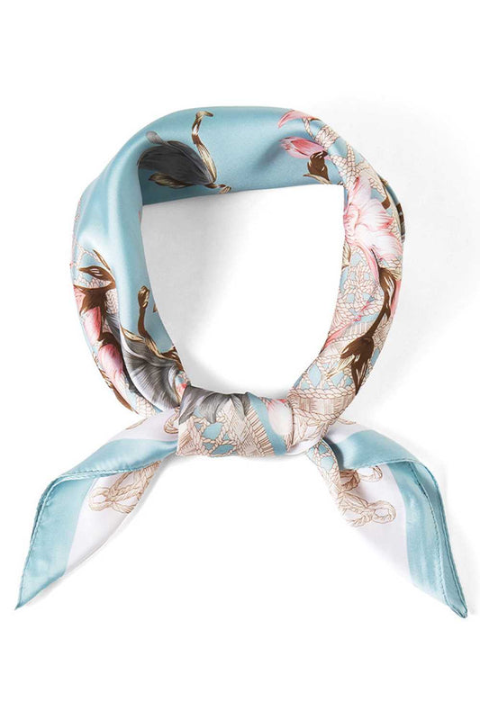 Mint Brighten your summer style with this vibrant multi-color floral bandana scarf. Featuring an eye-catching flower pattern with decorative edge print, this lightweight accessory is perfect for warm weather wear. Crafted from 100% polyester, it offers breathable comfort and easy care. The generous 27.5" x 27.5" square size makes it versatile wear it as a headscarf, neck wrap, or tie it to your bag. Ideal for adding a pop of color to any casual outfit.