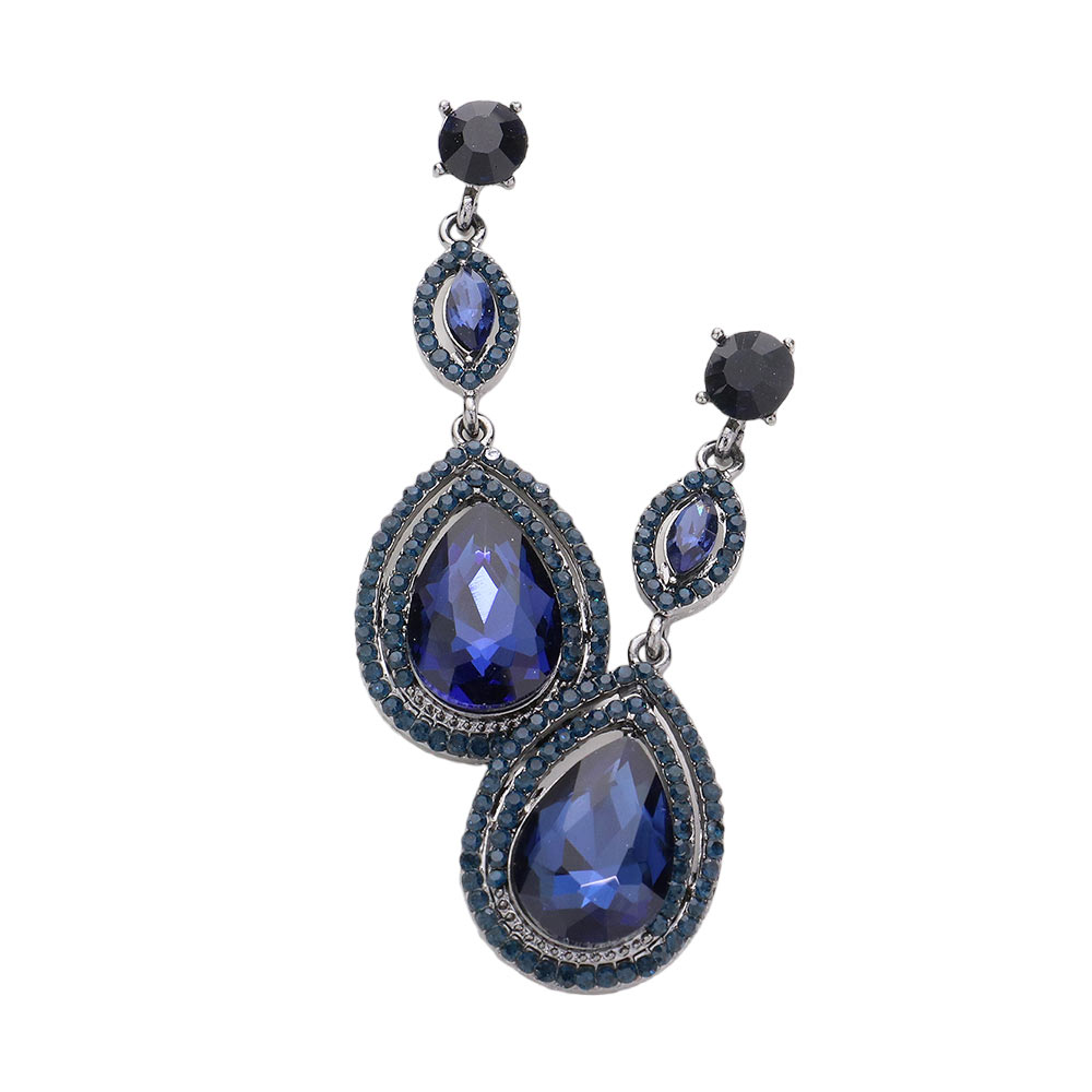 Montana Blue Victorian Teardrop Halo Crystal Evening Earrings, Classic, Elegant Vi Victorian Teardrop Crystal Rhinestone Evening Earrings, Special Occasion, ideal for parties, events, and holidays, pair these stud earrings with any ensemble for a polished look. Adds a sophisticated & stylish glow to any outfit.