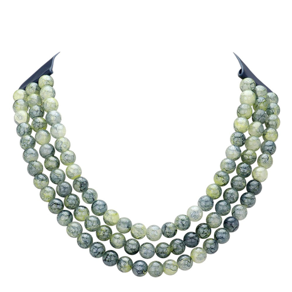 MontanaBlue Chunky Metal Ball Beaded Triple Layered Faux Leather Magnetic Necklace is perfect for adding a touch of style and sophistication to any outfit. With its triple layered design and magnetic closure, it is not only fashionable but also easy to wear. The chunky metal ball beads add a unique touch to this faux leather necklace, making it a must-have accessory for any fashion-forward individual.