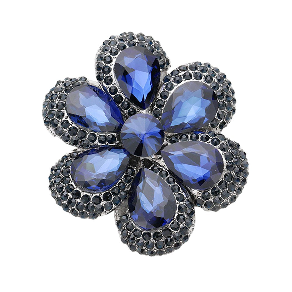 MontanaBlue Crystal Teardrop Cluster Flower Pin Brooch will add sparkle to any outfit. The intricate design and high-quality crystals create a stunning statement piece to enhance any garment. Perfect for weddings, parties, or special occasions. 