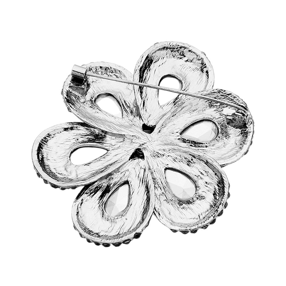 MontanaBlue Crystal Teardrop Cluster Flower Pin Brooch will add sparkle to any outfit. The intricate design and high-quality crystals create a stunning statement piece to enhance any garment. Perfect for weddings, parties, or special occasions. 