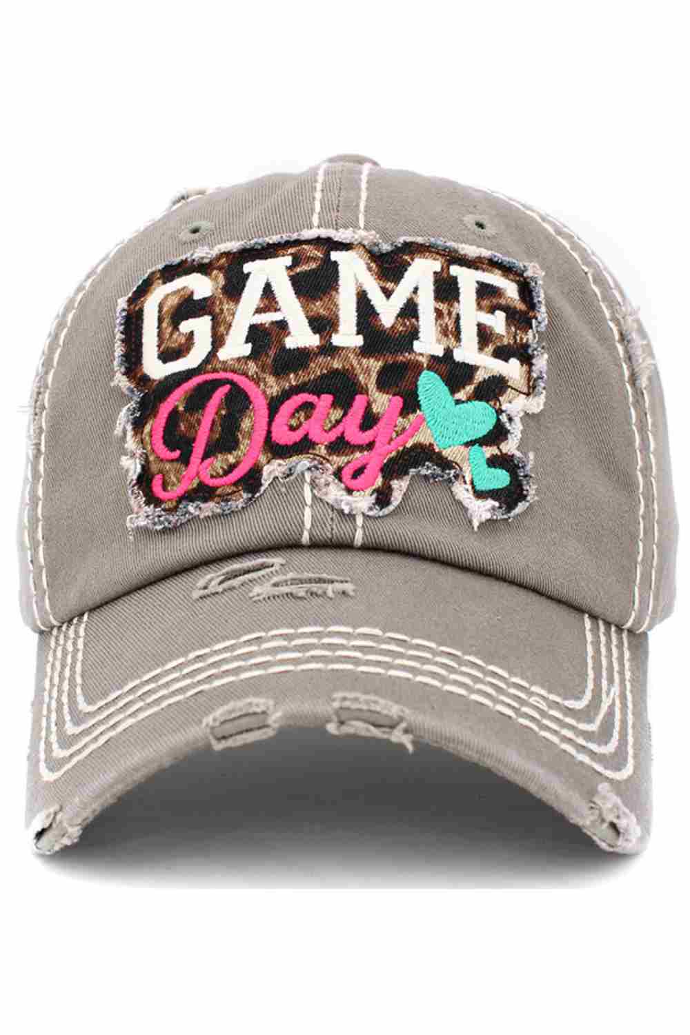 Moss Get game-ready in style with the Game Day washed vintage baseball cap, featuring a classic distressed look and sporty embroidered design. Comfortable and adjustable for all-day wear, this casual cap is perfect for tailgates, weekend outings, or cheering on your favorite team.