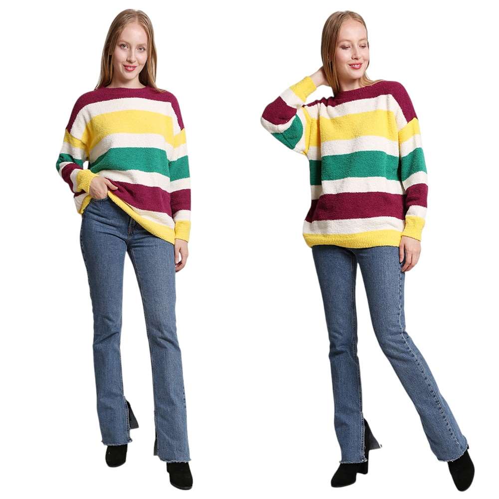 Multi-2-Upgrade your winter wardrobe with our Mardi Gras Color Block Sweater. This stylish and cozy sweater features a vibrant color block design and is perfect for any festive occasion. Made from high-quality materials, it will keep you warm and fashionable all season long.