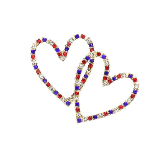 Multi American USA Colored Stone Cluster Open Heart Earrings, are the perfect accessory for any patriotic occasion. These earrings showcase a beautiful heart-shaped design that will add a touch of elegance to any outfit. Show your love for your country and look stylish at the same time with these eye-catching earrings.