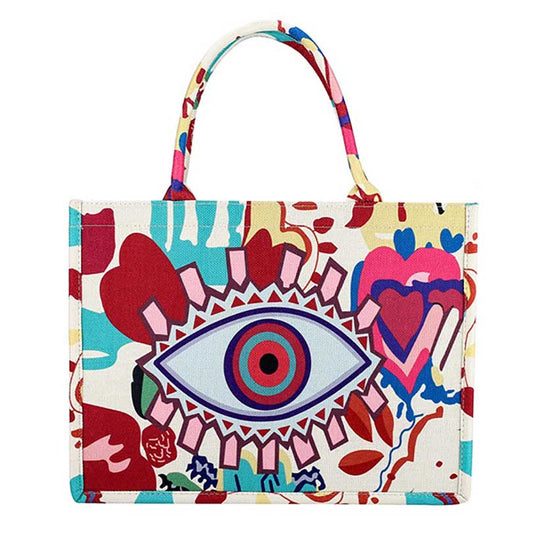 Multi Beautiful Evil Eye Hamsa Hand Printed Tote Bag, this tote bag is versatile enough for carry through the week, simple and leisurely, elegant and fashionable, suitable for women of all ages, and ultra-lightweight to carry around all day. A wonderful gift for your lover family, and friends.