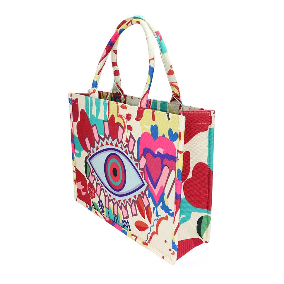Multi Beautiful Evil Eye Hamsa Hand Printed Tote Bag, this tote bag is versatile enough for carry through the week, simple and leisurely, elegant and fashionable, suitable for women of all ages, and ultra-lightweight to carry around all day. A wonderful gift for your lover family, and friends.