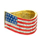 Multi Crystal Rhinestone American Flag Hinged Bracelet is both stylish and patriotic. Made with sparkling rhinestones, it adds a touch of glamour to any outfit. The hinged design ensures a comfortable fit, while the American flag design showcases your love for your country. Perfect for any occasion, this bracelet is a must-have for any fashion-forward individual.