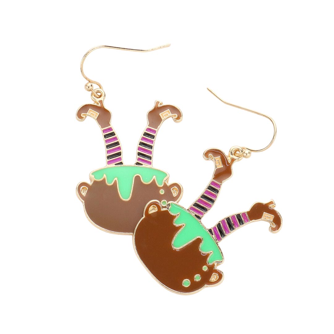 Multi Enamel Metal Witch Legs Pot Dangle Earrings, are fun handcrafted jewelry that fits your lifestyle, adding a pop of pretty color. This pretty & tiny earring will surely bring a smile to one's face as a gift. This is the perfect gift for Halloween, especially for your friends, family, and the people you love and care.