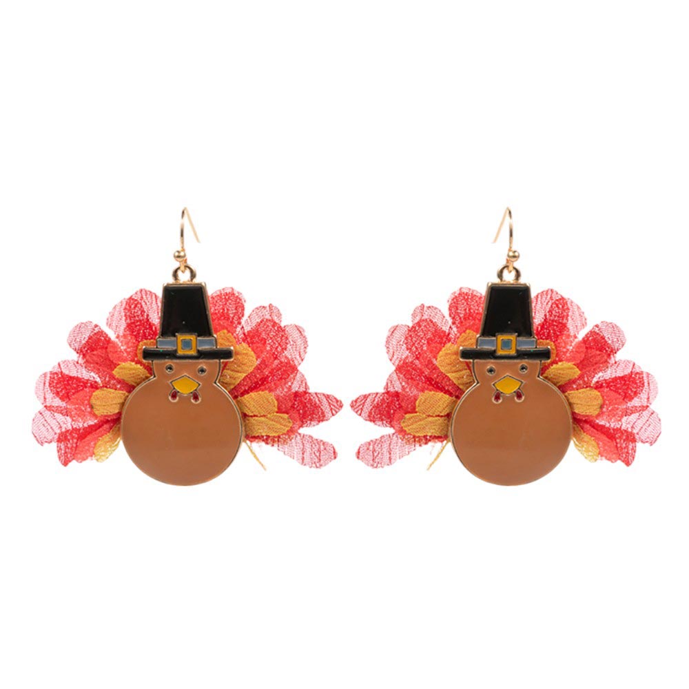 Multi-Add a touch of holiday cheer to your outfit with our Enamel Thanksgiving Turkey Dangle Earrings. Made with enamel and crafted into charming turkey designs, these earrings are the perfect accessory for any Thanksgiving celebration. Expertly designed and constructed for a festive and stylish look.