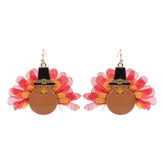 Multi-Add a touch of holiday cheer to your outfit with our Enamel Thanksgiving Turkey Dangle Earrings. Made with enamel and crafted into charming turkey designs, these earrings are the perfect accessory for any Thanksgiving celebration. Expertly designed and constructed for a festive and stylish look.