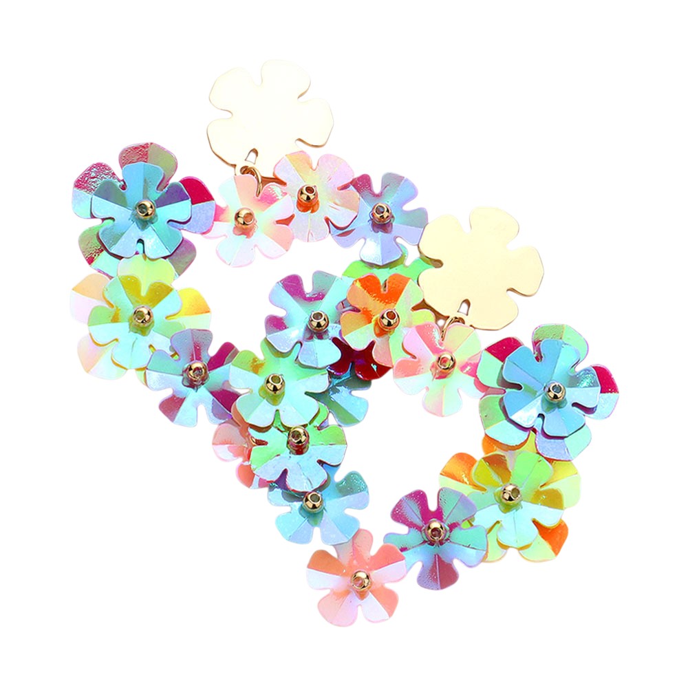 Multi Flower Cluster Heart Dangle Earrings&nbsp;are a delicate and feminine addition to your jewelry collection. Featuring a beautiful cluster of flowers, these earrings will add a touch of elegance and charm to any outfit. Made with high-quality materials, they are lightweight and comfortable to wear all day long. Elevate your style with the Flower Cluster Heart Dangle Earrings.