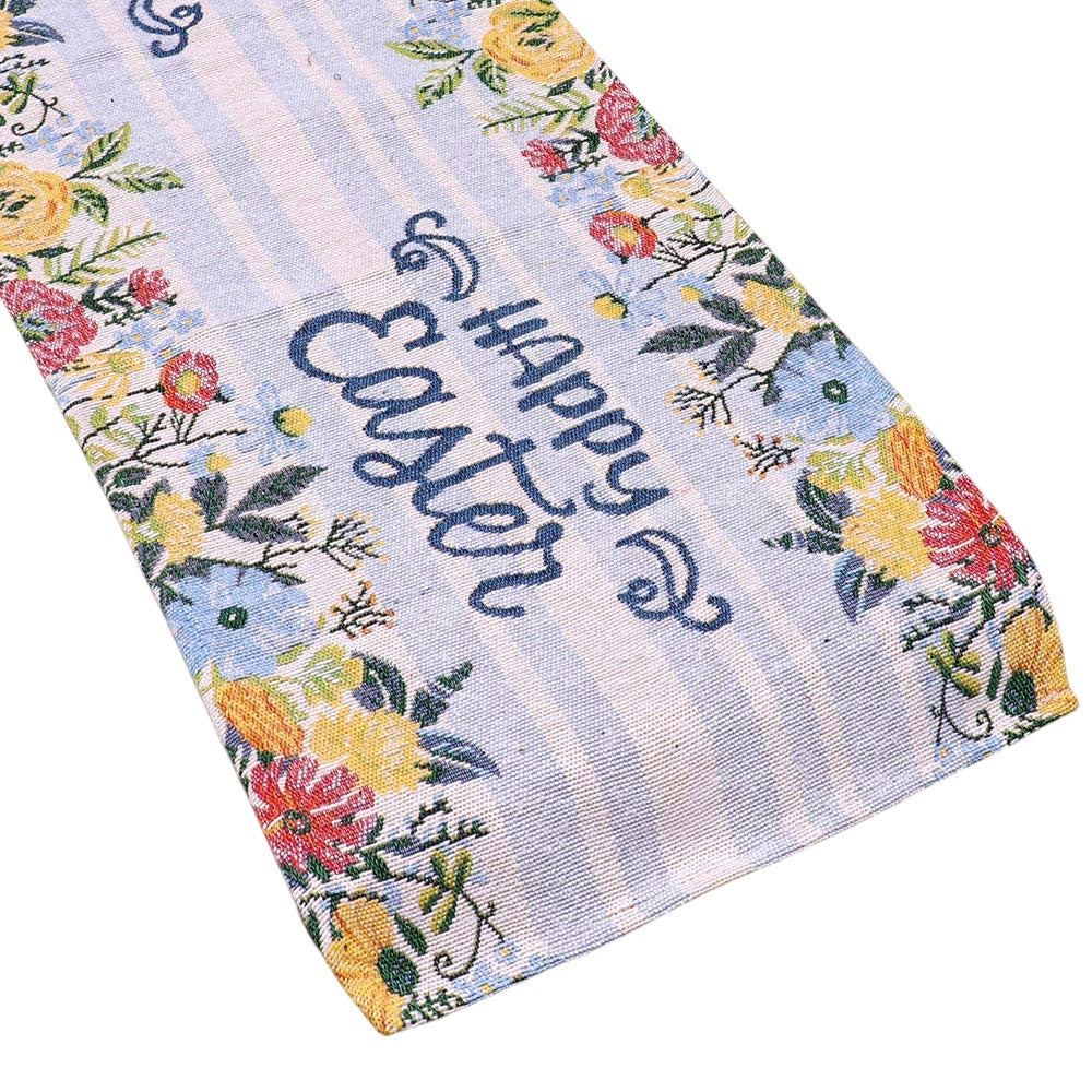 Multi HAPPY EASTER Message Flower Table Runner is the perfect addition to your Easter decor. With its festive design and vibrant colors, it will add a touch of joy and cheer to any table setting. Made of high-quality materials, it is durable and easy to clean. Celebrate the holiday in style with this beautiful and functional table runner. 