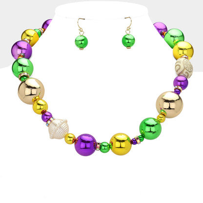 Multi-Mardi Gras Ball Beaded Necklace is the perfect accessory for your next carnival celebration. The vibrant colors and intricate beading make it a standout piece that will catch everyone’s eye. Crafted with high-quality materials, it’s both durable and long-lasting. Add a festive flair to your outfit with this striking Mardi Gras necklace.