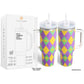 Multi-This 40oz stainless steel tumbler features a festive Mardi Gras Fleur de Lis pattern and a convenient handle for easy carrying. Keep your drinks hot or cold for hours with this durable and stylish tumbler. Perfect for parties or on-the-go, this tumbler is a must-have for any Mardi Gras celebration. 