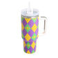 Multi-This 40oz stainless steel tumbler features a festive Mardi Gras Fleur de Lis pattern and a convenient handle for easy carrying. Keep your drinks hot or cold for hours with this durable and stylish tumbler. Perfect for parties or on-the-go, this tumbler is a must-have for any Mardi Gras celebration. 