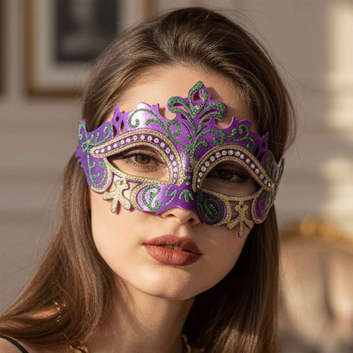 Multi Ornate masquerade eye mask featuring an elegant cutout design with decorative detailing for a dramatic look. Ideal for masquerade balls, Mardi Gras, costume parties, themed events, performances, and formal celebrations where a bold and mysterious style is desired.