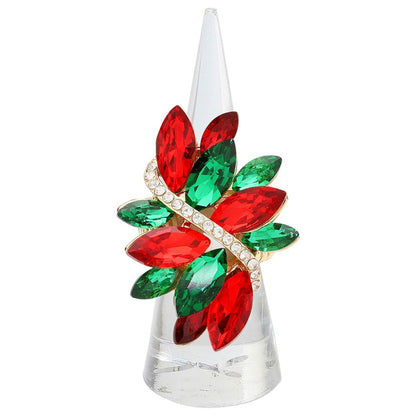 Shine bright with a statement cocktail ring designed in a striking crystal leaf motif. Featuring multi-faceted stones and dazzling sparkle, this glamorous accessory is perfect for parties, special occasions, or elevating everyday outfits with bold elegance.