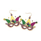 Multi-Marquise Stone Sparkly Mardi Gras Jester Mask Dangle Earrings adds a touch of festive sparkle to any outfit. Featuring a unique jester mask design, these earrings are adorned with marquise stones for a glamorous touch. Perfect for Mardi Gras celebrations or any special occasion.