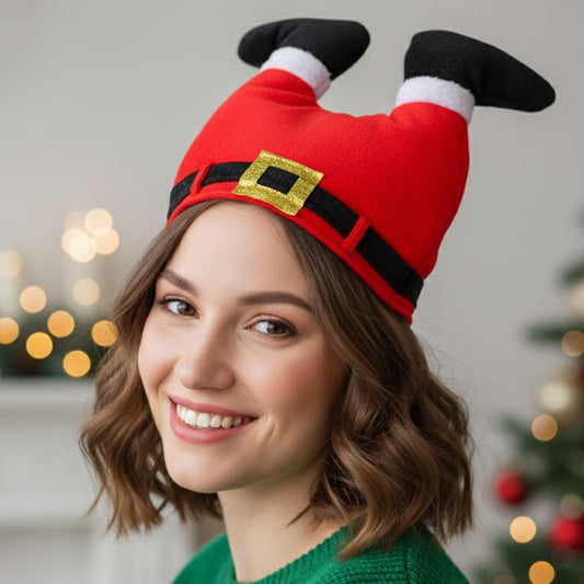 Spread holiday cheer with this playful Santa Chimney Christmas hat featuring an upside-down Santa design. Perfect for parties, festive photos, or holiday gatherings, this whimsical accessory adds a fun twist to seasonal outfits and makes a cheerful statement piece.