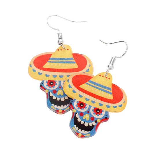Multi Resin Hat Skull Dangle Earrings, a beautifully crafted design add a glow to any outfit at Cinco de Mayo. Which easily makes your events more enjoyable. These Skull dangle earrings make you extra special on the Cinco de Mayo occasion. These resin hat dangle earrings enhance your beauty and make you more attractive. These dangle earrings make your source more exciting and colorful. 