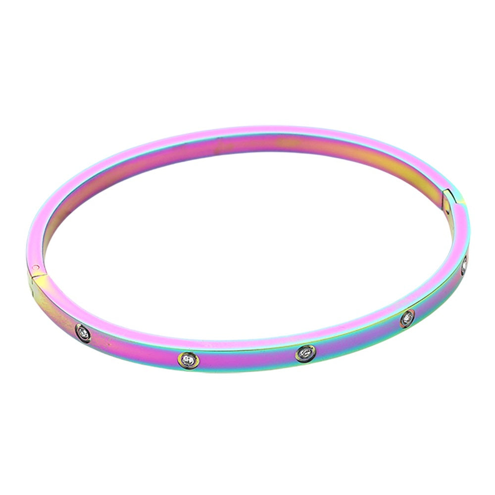 Multi Stainless Steel Crystal Embellished Bangle Evening Bracelet is the perfect accessory for any formal occasion. Made with high-quality stainless steel and adorned with sparkling crystals, it exudes sophistication and glamour. Elevate your evening look with this stunning bracelet.