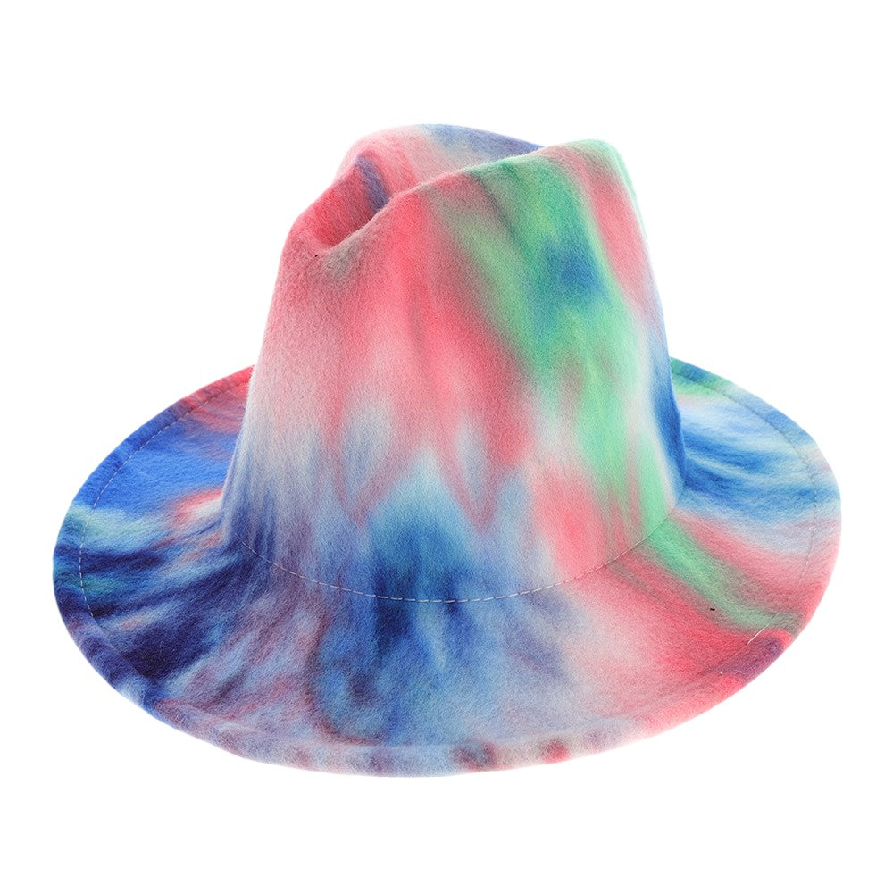 Multi Tie Dye Patterned Panama Hat adds a touch of fun and color to any outfit. Made with expert craftsmanship and a unique tie-dye design, this hat stands out in any crowd. Its wide brim also provides excellent sun protection. Elevate your style with this must-have accessory.