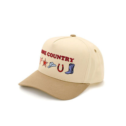 Multi C.C GONE COUNTRY Western Symbols Trucker Cap features bold western-inspired symbols that give it a rugged, country-style appeal. Designed in a classic trucker silhouette, it offers breathable comfort and an adjustable fit for all-day wear.